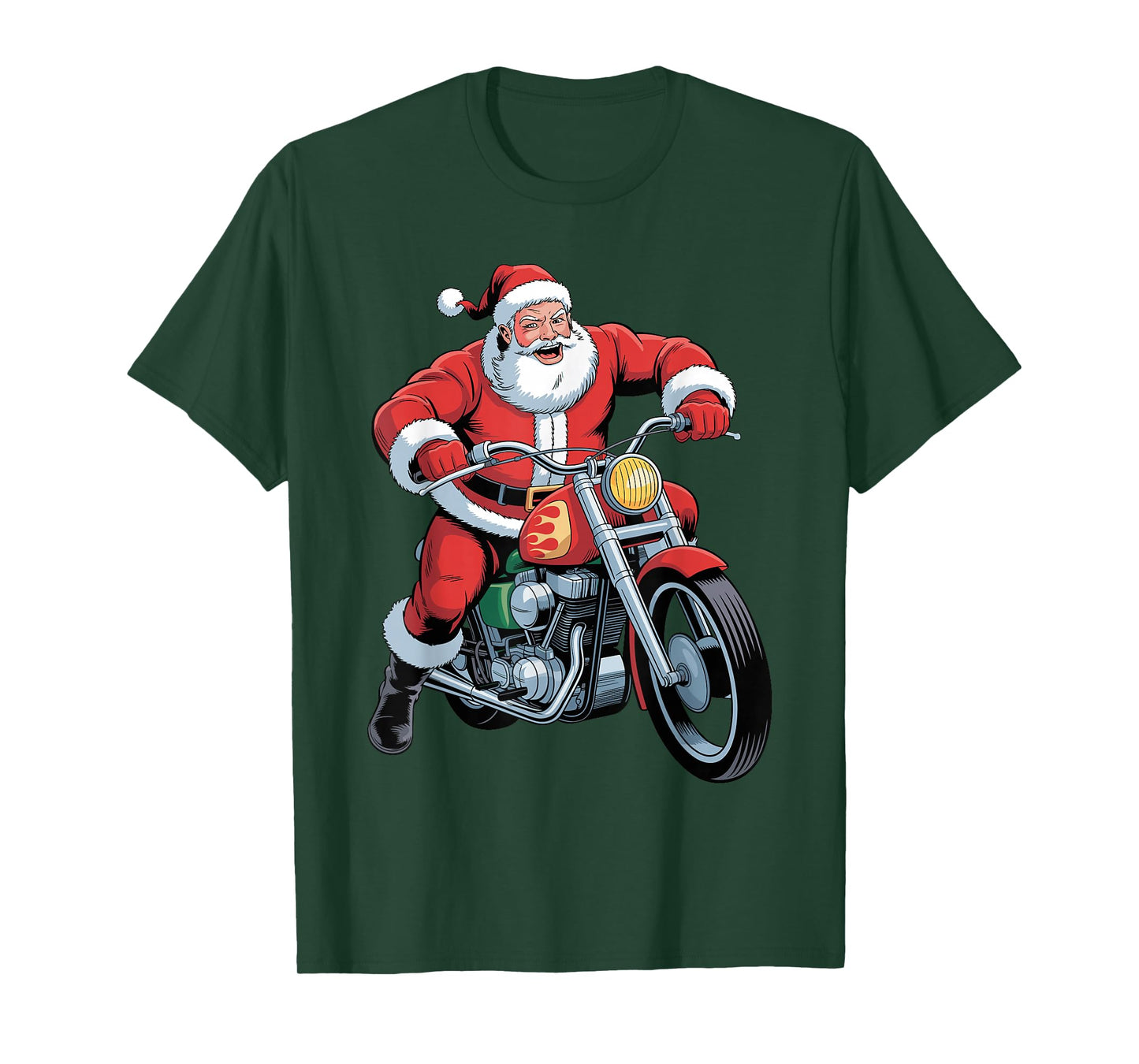 Funny Santa Riding Motorcycle Holiday Christmas Xmas Pajama T-Shirt
