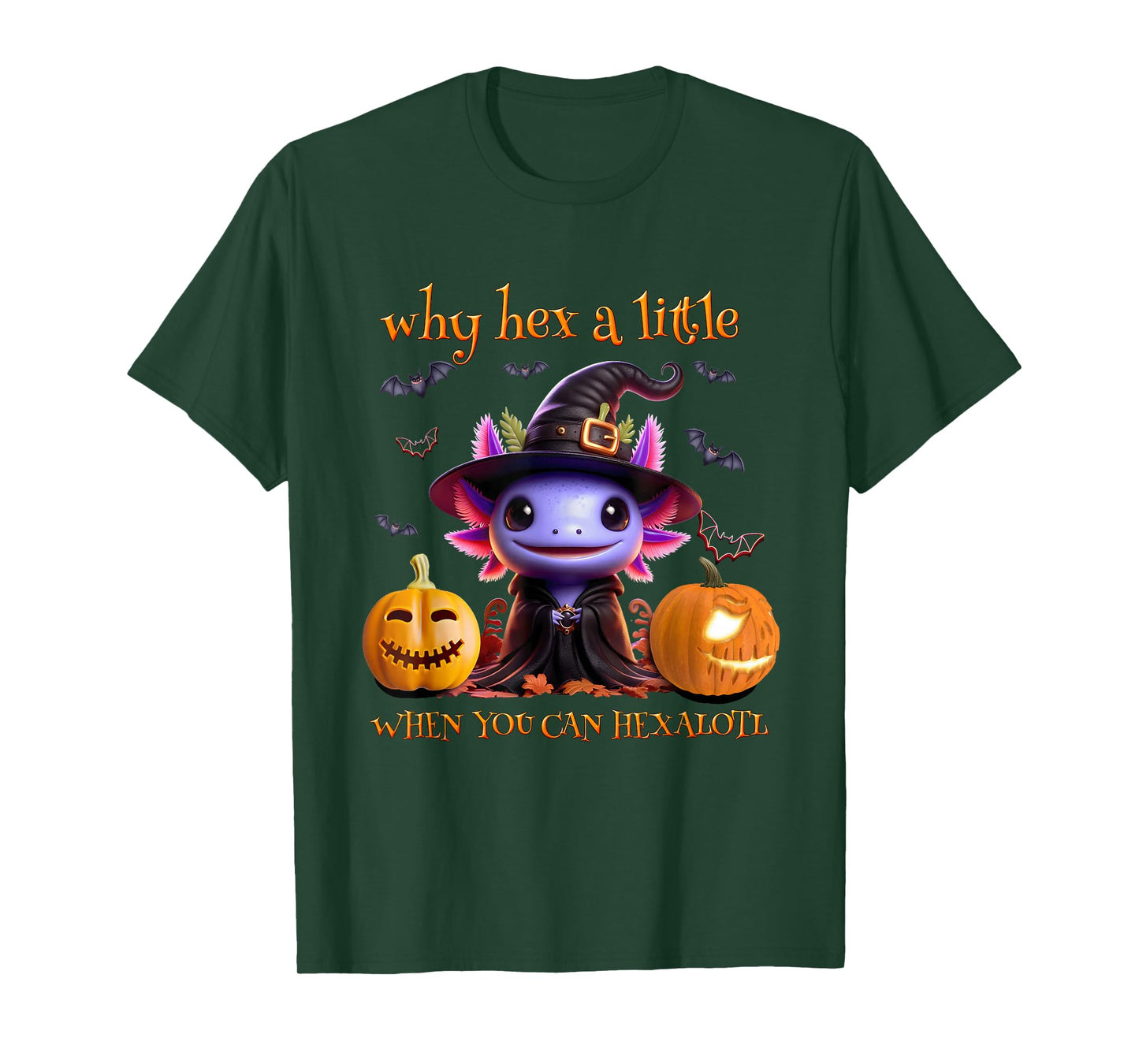 Why Hex A Little When You Can Hexalotl Axolotl Witch Pumpkin T-Shirt