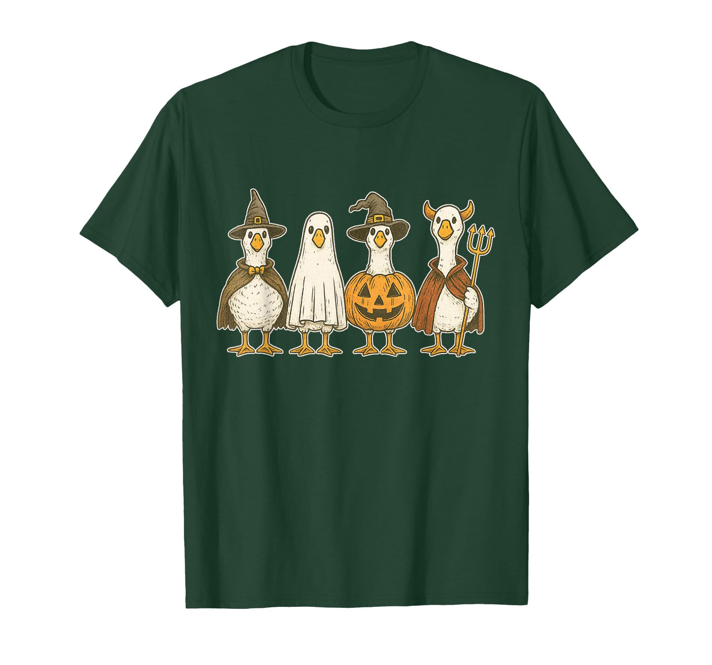 Spooky Goose Halloween Ghost Witch Pumpkin Costume Party T-Shirt
