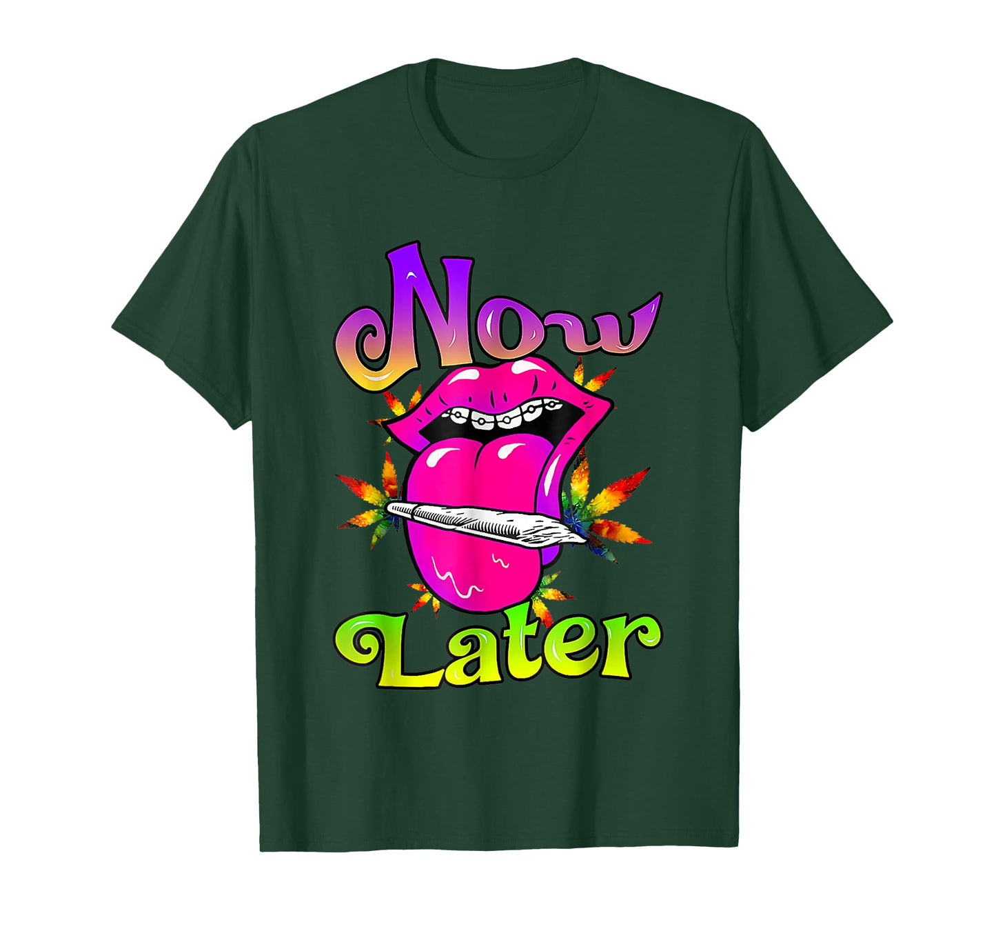 Smoke Now Or Later 420 Day, Sexy Women Smoking Lips Weed T-Shirt