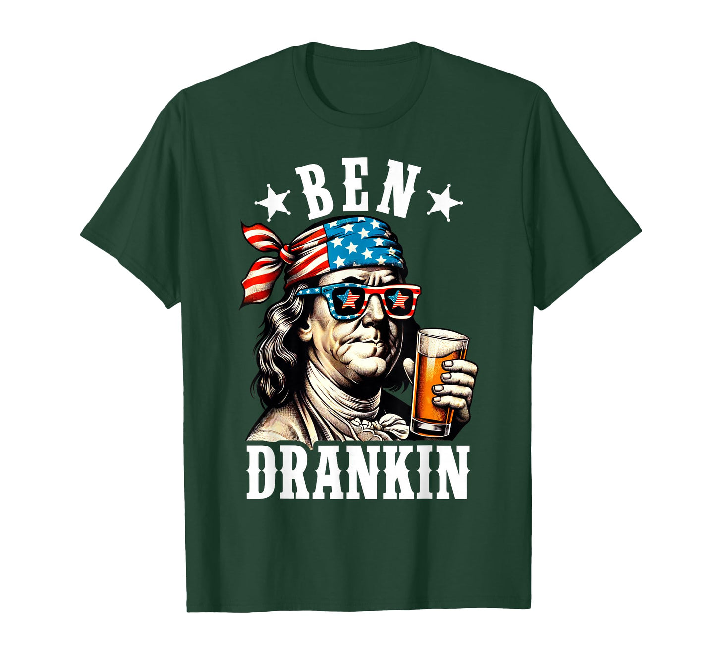 Ben Drankin Benjamin Franklin Men Women 4th of July USA Flag T-Shirt