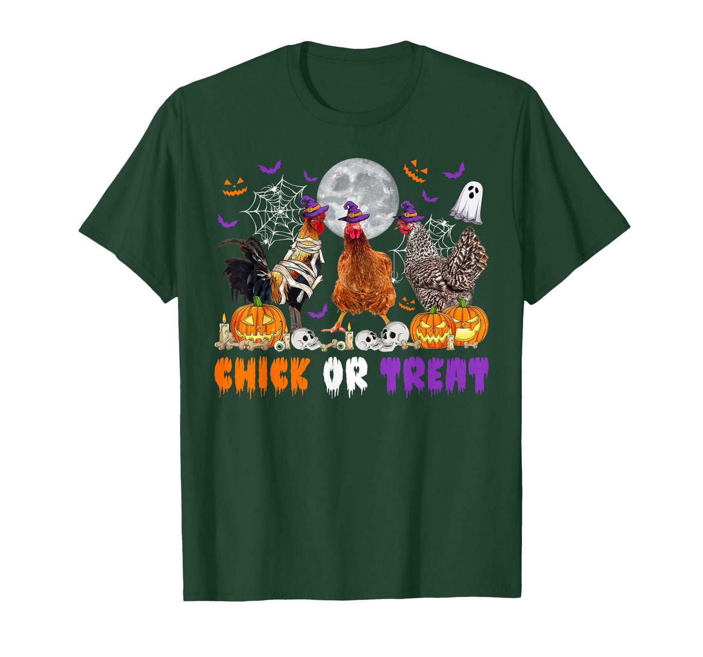 Chick Or Treat Chickens in Witch Mummy Costume Halloween Day T-Shirt