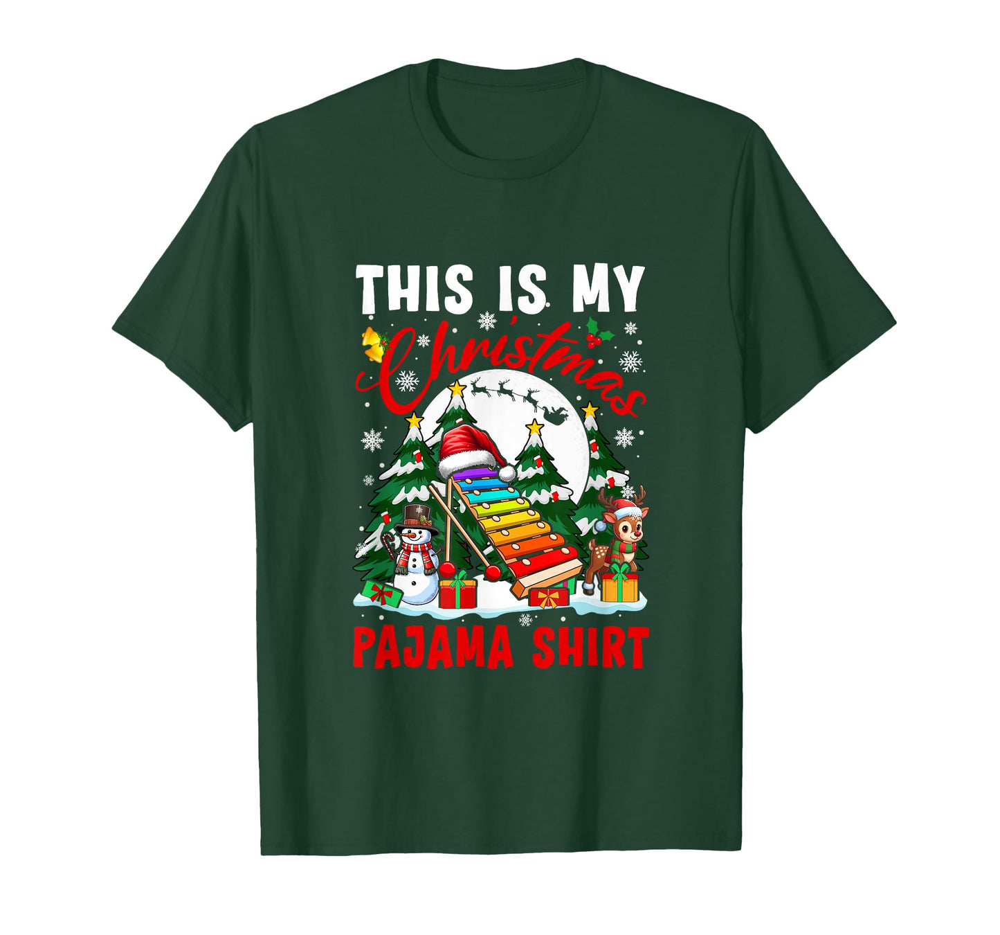My Christmas Pajama Shirt Santa Xylophone Snowman Instrument T-Shirt