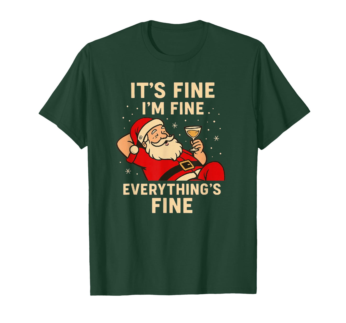 Funny Quirky Christmas Santa – It’s Fine I’m Fine T-Shirt