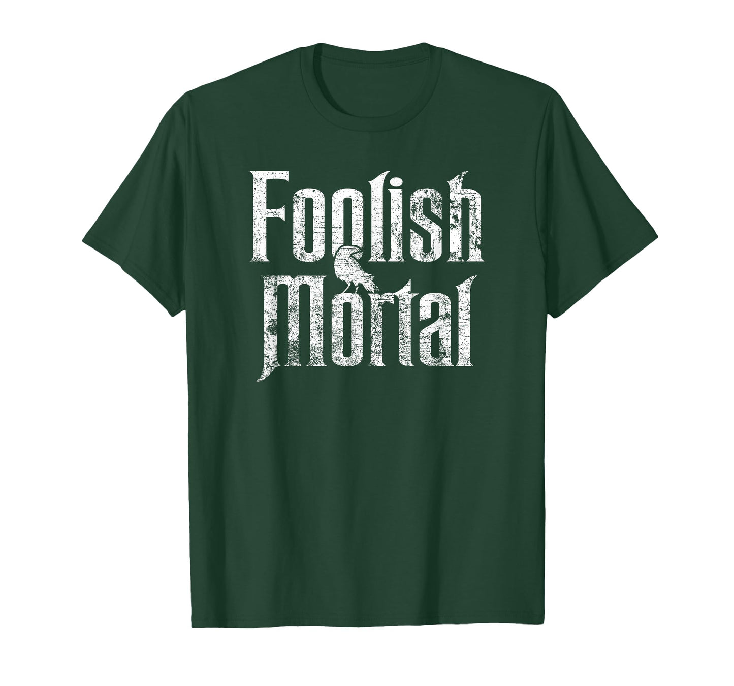 Foolish Mortal Raven White Print T-Shirt