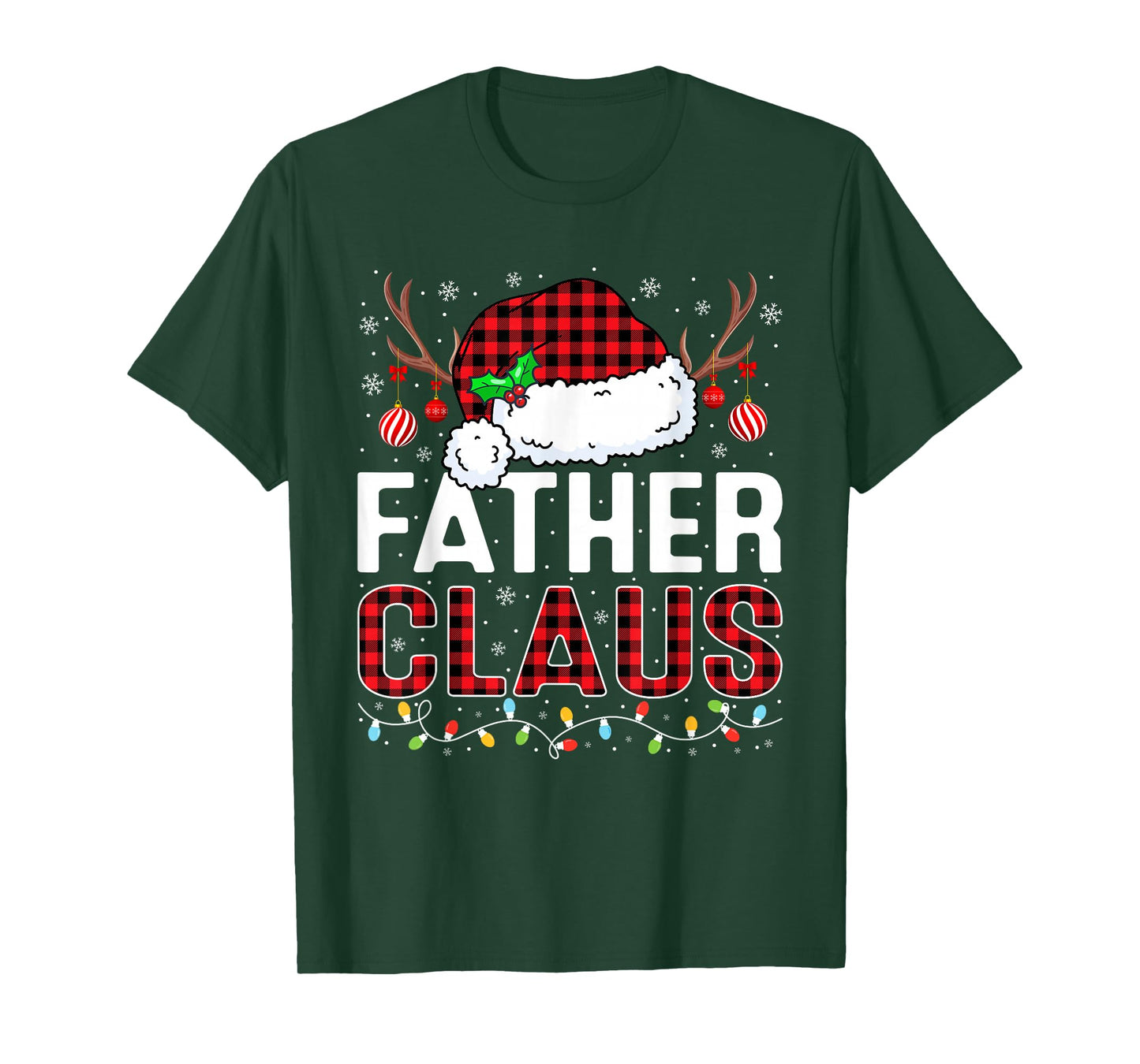 Christmas Lights Father Claus Family Matching Xmas Pajama T-Shirt