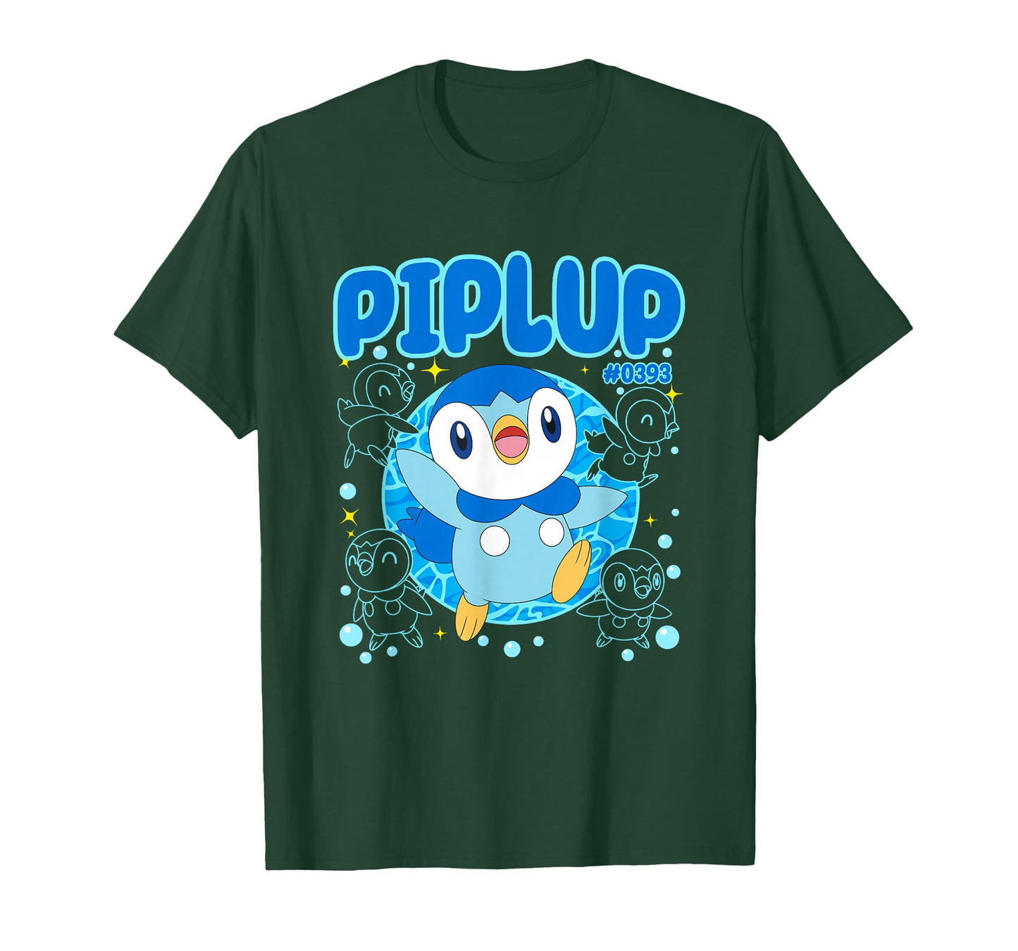 Pokémon Cute Happy Piplup #0393 Collage Big Chest Poster T-Shirt