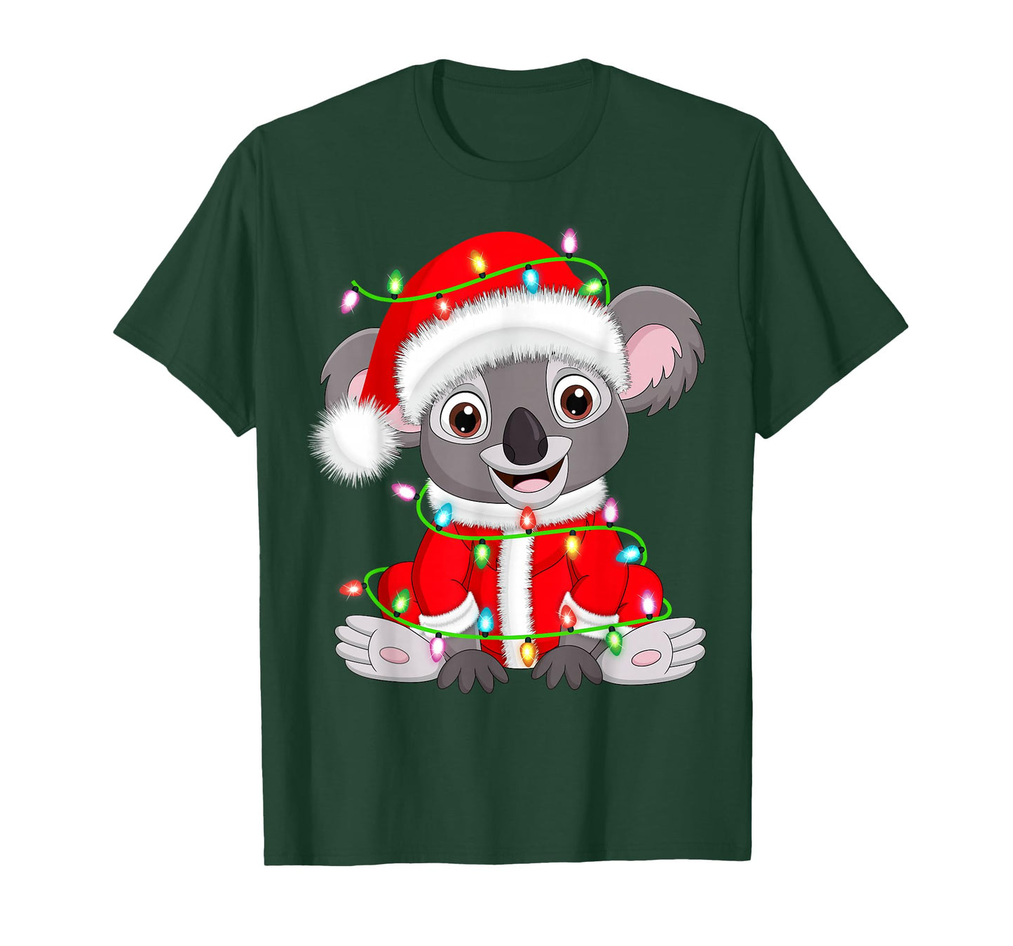 Koala Christmas Lights Santa Costume Cute Animal Xmas T-Shirt