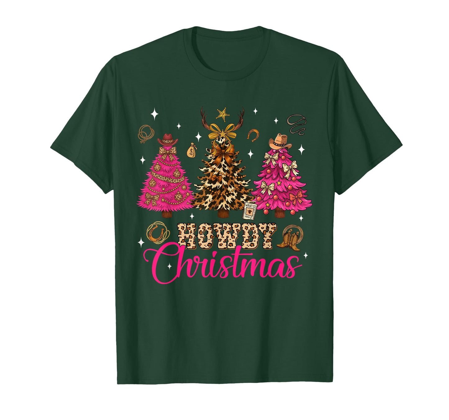 Howdy Christmas Tree Coquette Bow Western Xmas Pjs Cowgirl T-Shirt