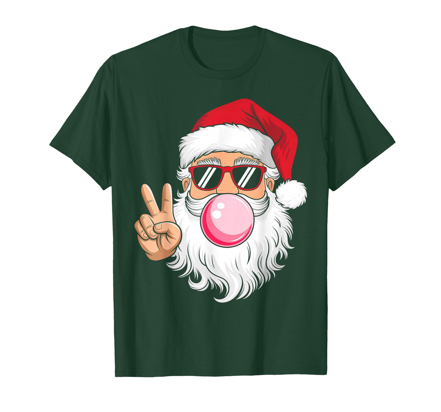 Retro Santa Christmas Blowing Bubble Pink Santa Xmas Pajamas T-Shirt