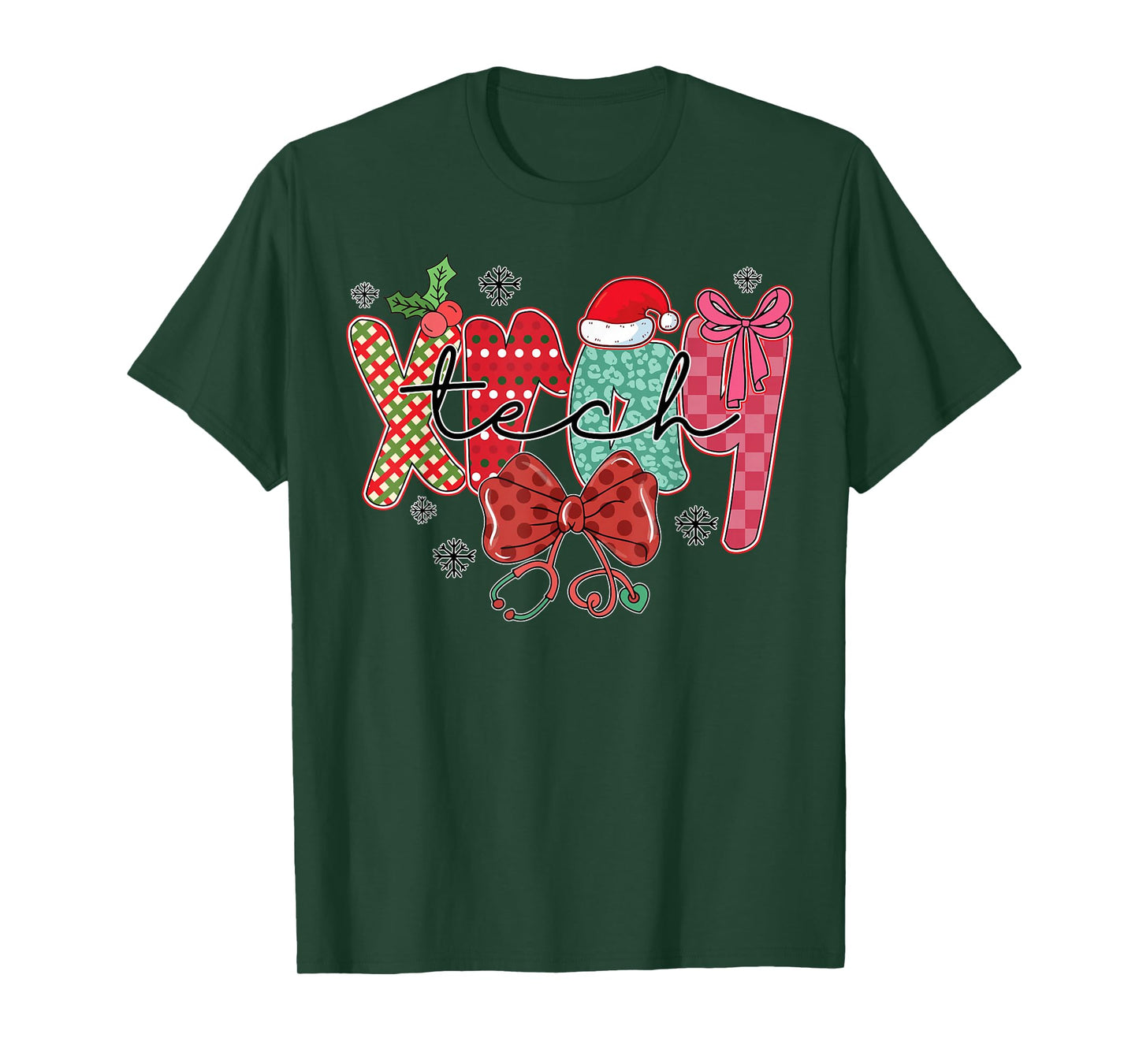 Funny Xray Tech Christmas Women Coquette Bow Radiology Men T-Shirt