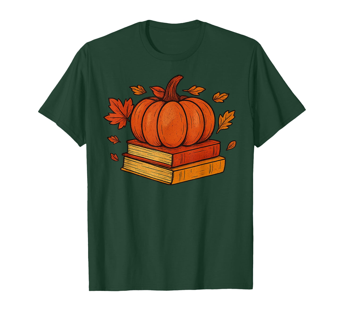Halloween Fall Pumpkin Teacher Retro Book Lover Reading Tee T-Shirt
