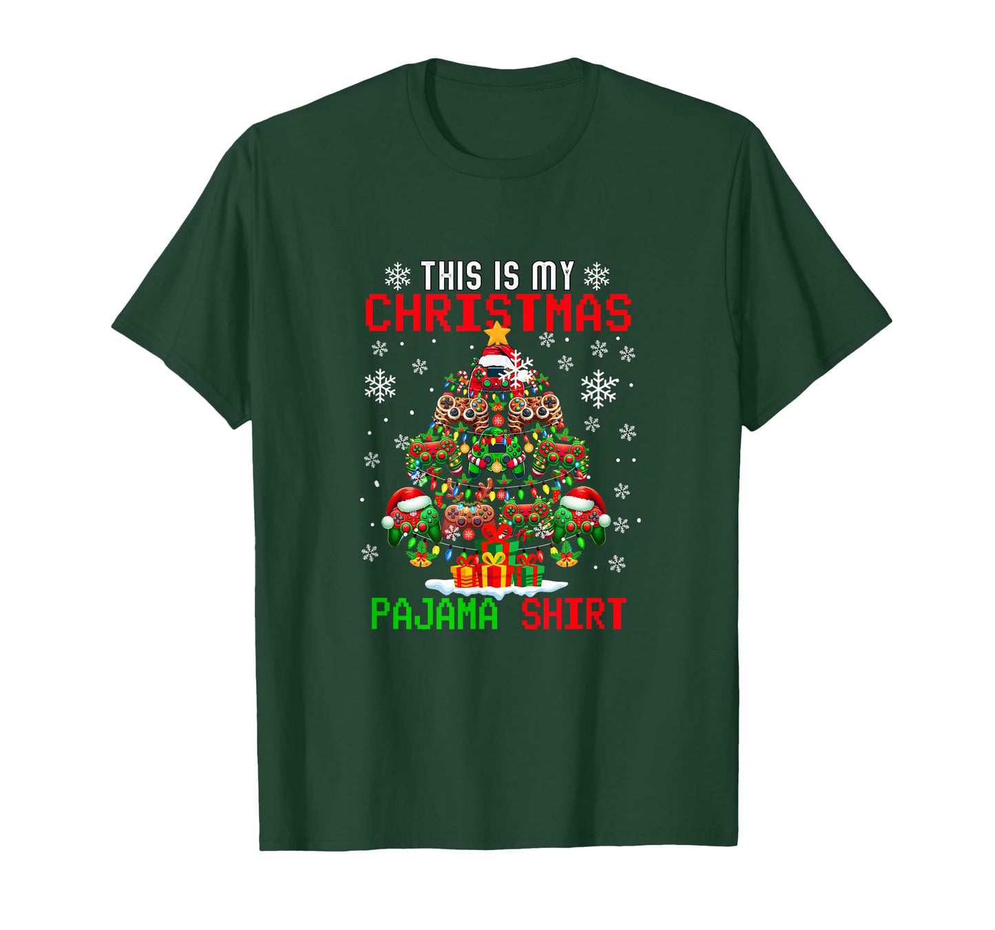 My Christmas Pajama Shirt Game Controllers Xmas Tree Gamer T-Shirt