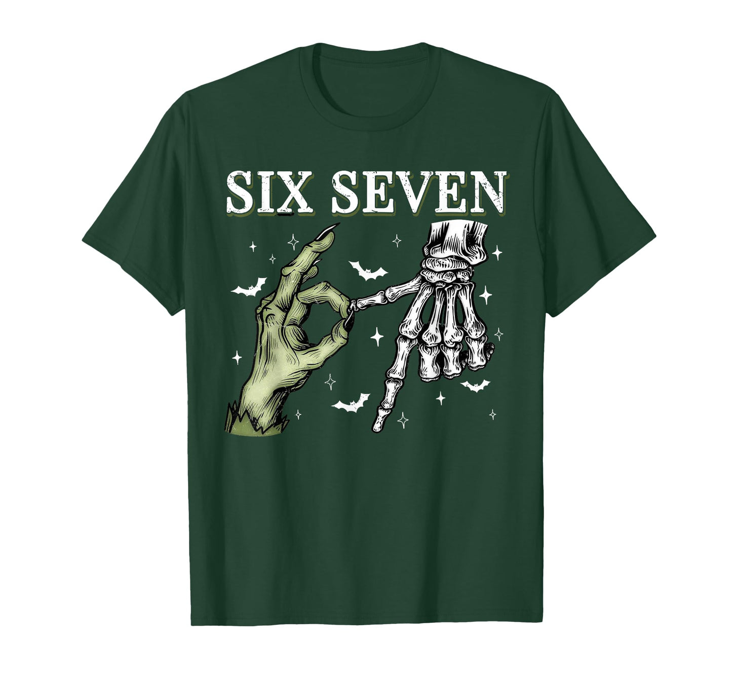 Six Seven 6 7 Meme Funny Witch Skeleton Hands T-Shirt