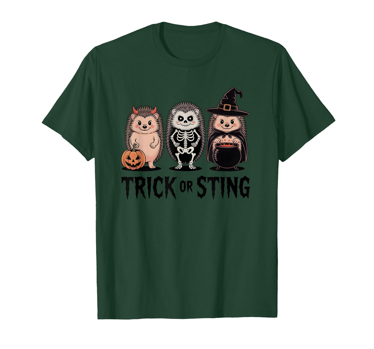 Vintage Halloween Hedgehogs Trick or Sting Spooky T-Shirt