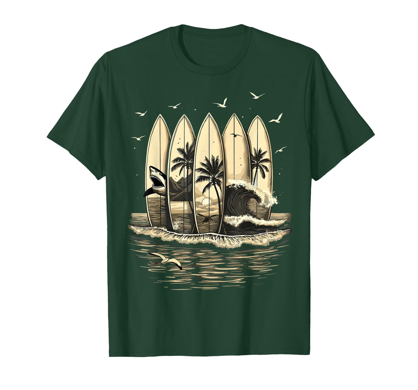 Surfing Tropical Surfboards Vintage Surfer T-Shirt