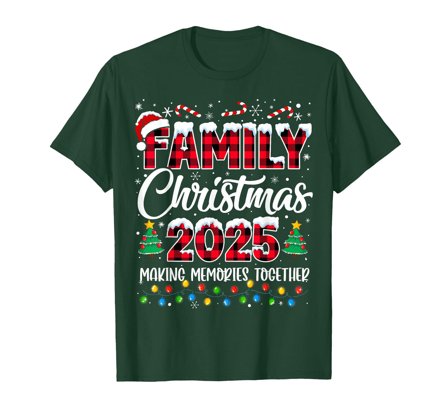 Family Christmas 2025 Matching Squad Santa Red Plaid Xmas T-Shirt