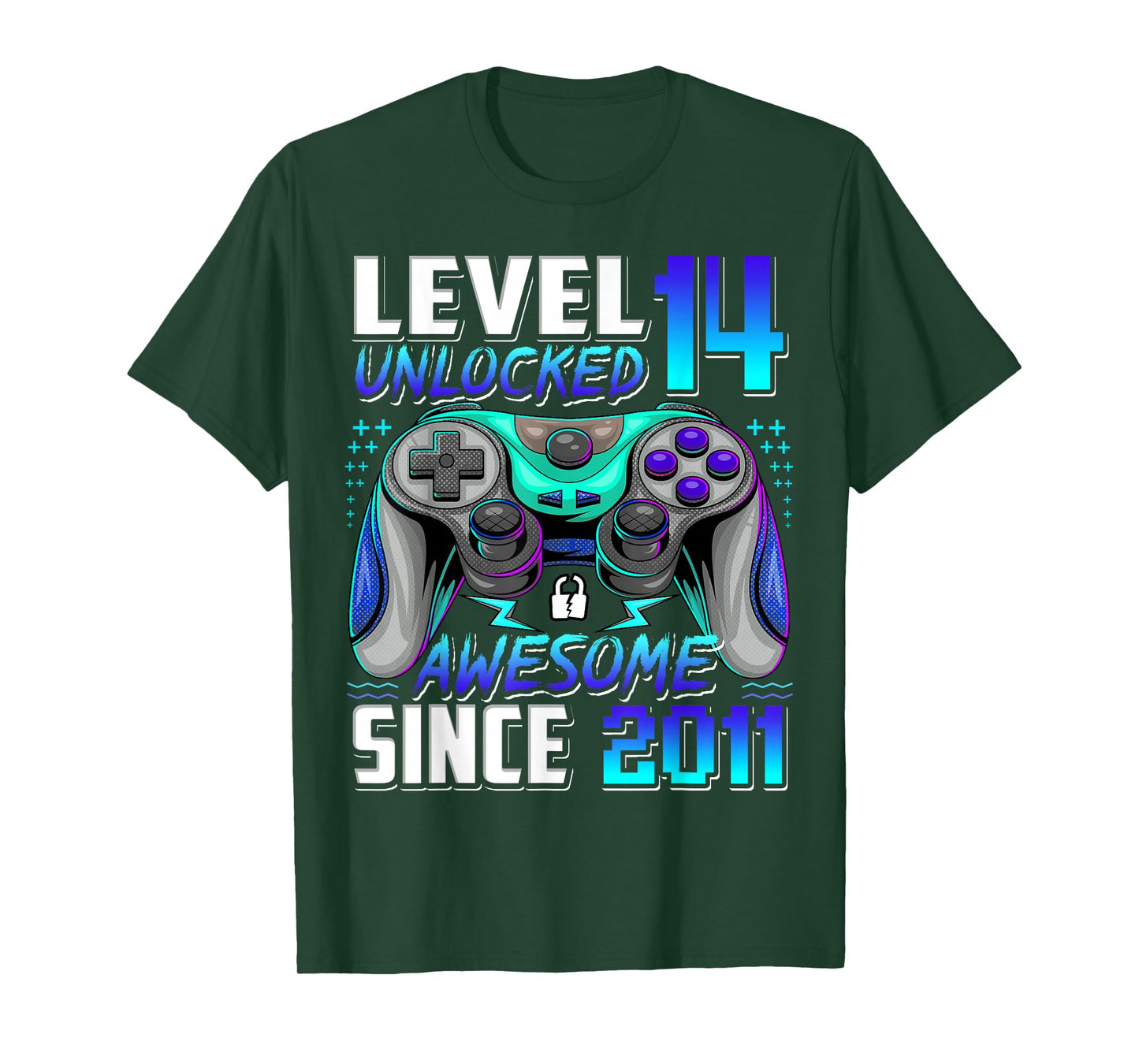 Level 14 Unlocked Awesome Since 2011 14th Birthday Gaming T-Shirt