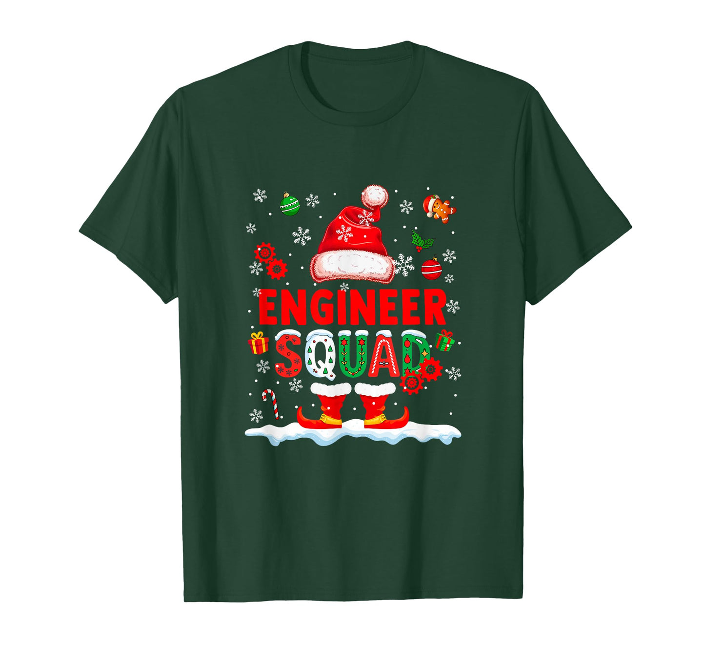 Engineer Squad Men Job Christmas Santa Costume Bow Tie T-Shirt
