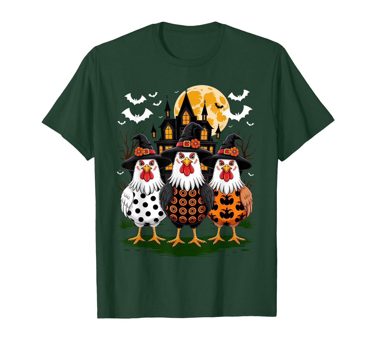 Halloween Chicken Witch Pumpkin Chick Or Treat Farmer T-Shirt