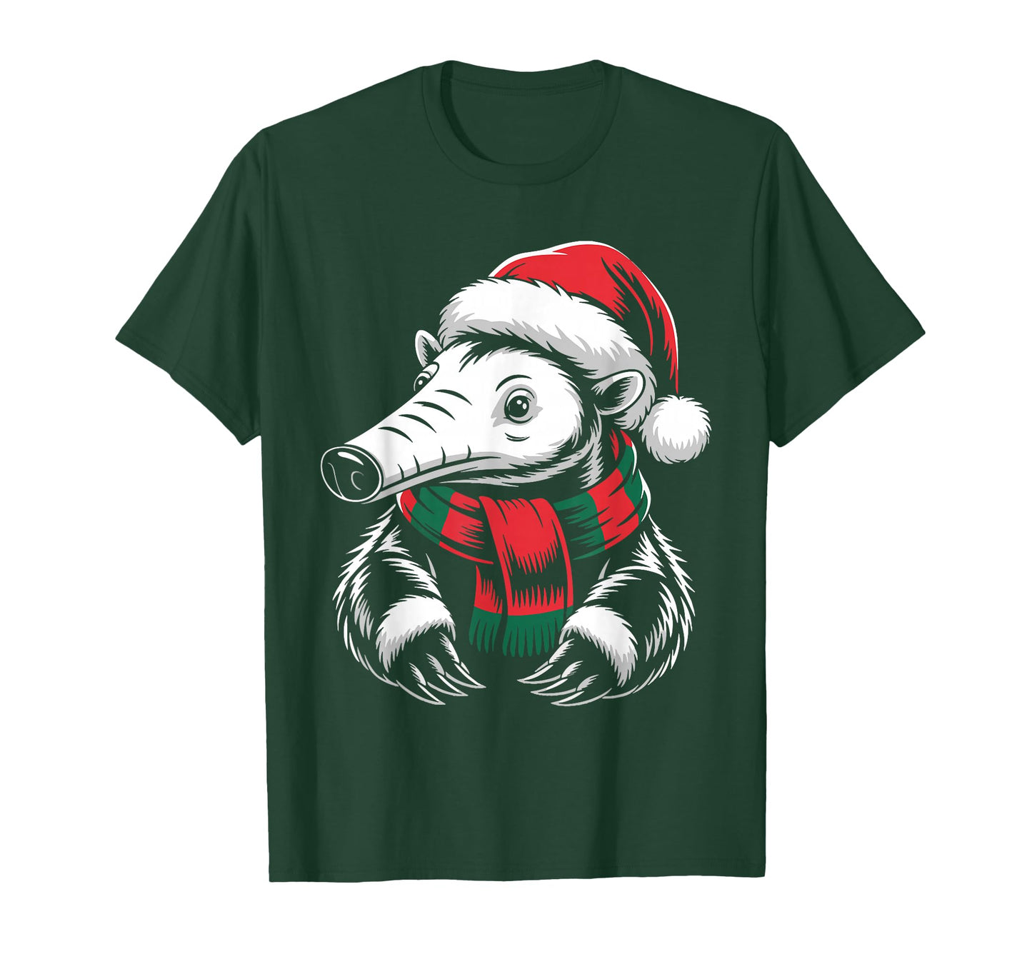 Anteater Xmas Santa Hat Scarf Christmas Costume T-Shirt