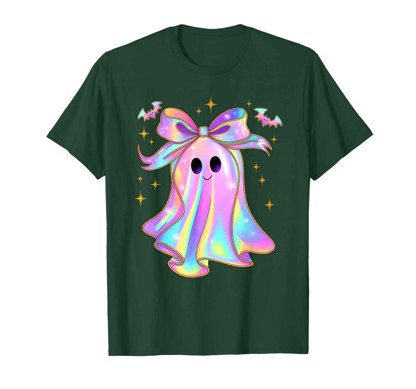 Cute Ghost Pumpkin Halloween Girly Coquette Bow Girl Women T-Shirt