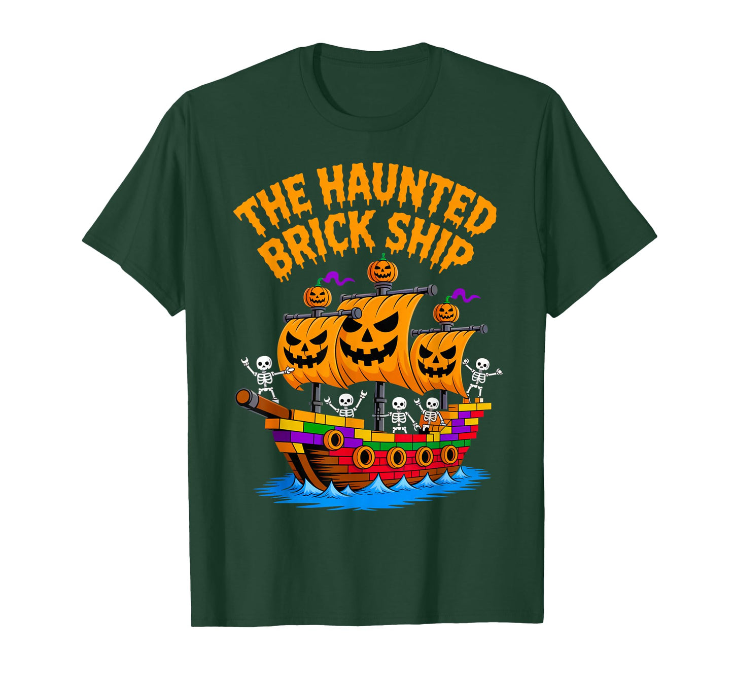 Halloween Bricks Pirate Skeleton Builder Blocks Building Toy T-Shirt