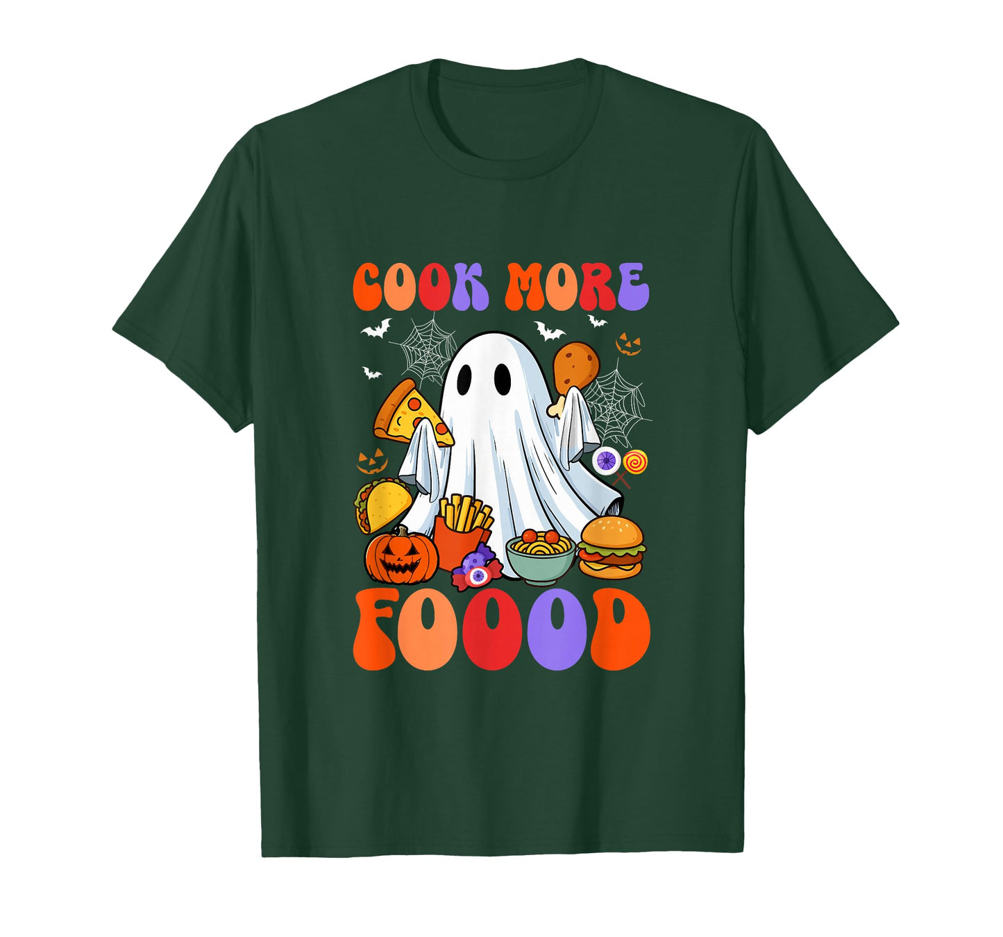 Cook More Foood Halloween Boo Colorful Costume Chef Cooking T-Shirt