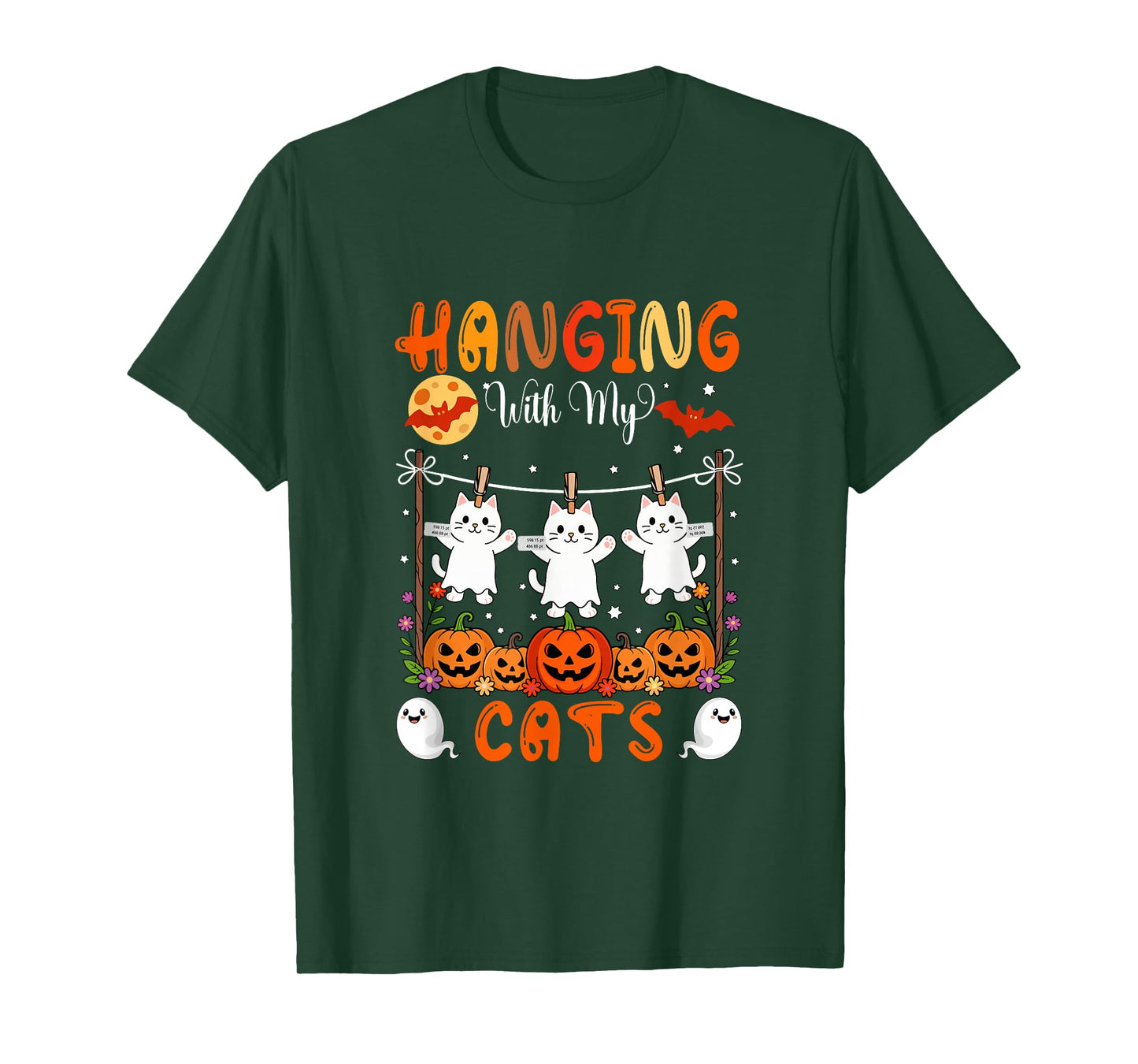 Hanging with My Cats As Boo Carved Pumpkins Halloween T-Shirt