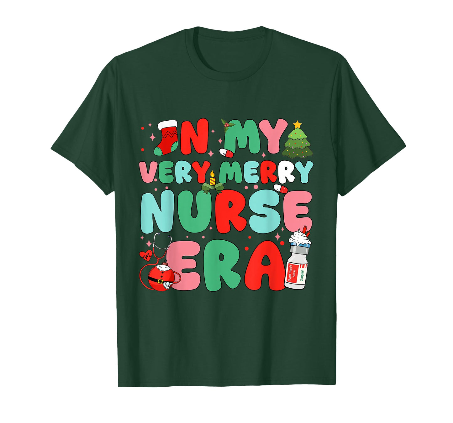 Retro in My Very Merry Nurse Era Groovy Christmas Women Men T-Shirt