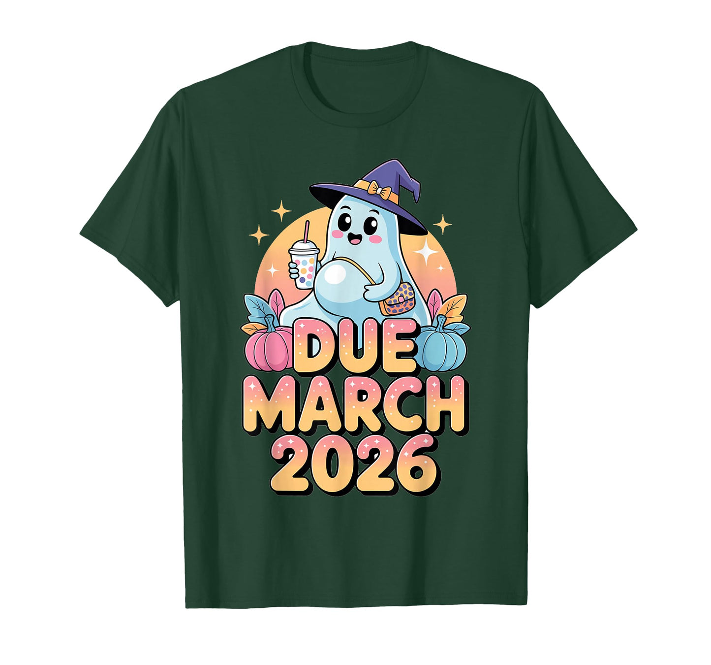 Halloween Pregnant Due March 2026 Mama Ghost Baby Mom T-Shirt