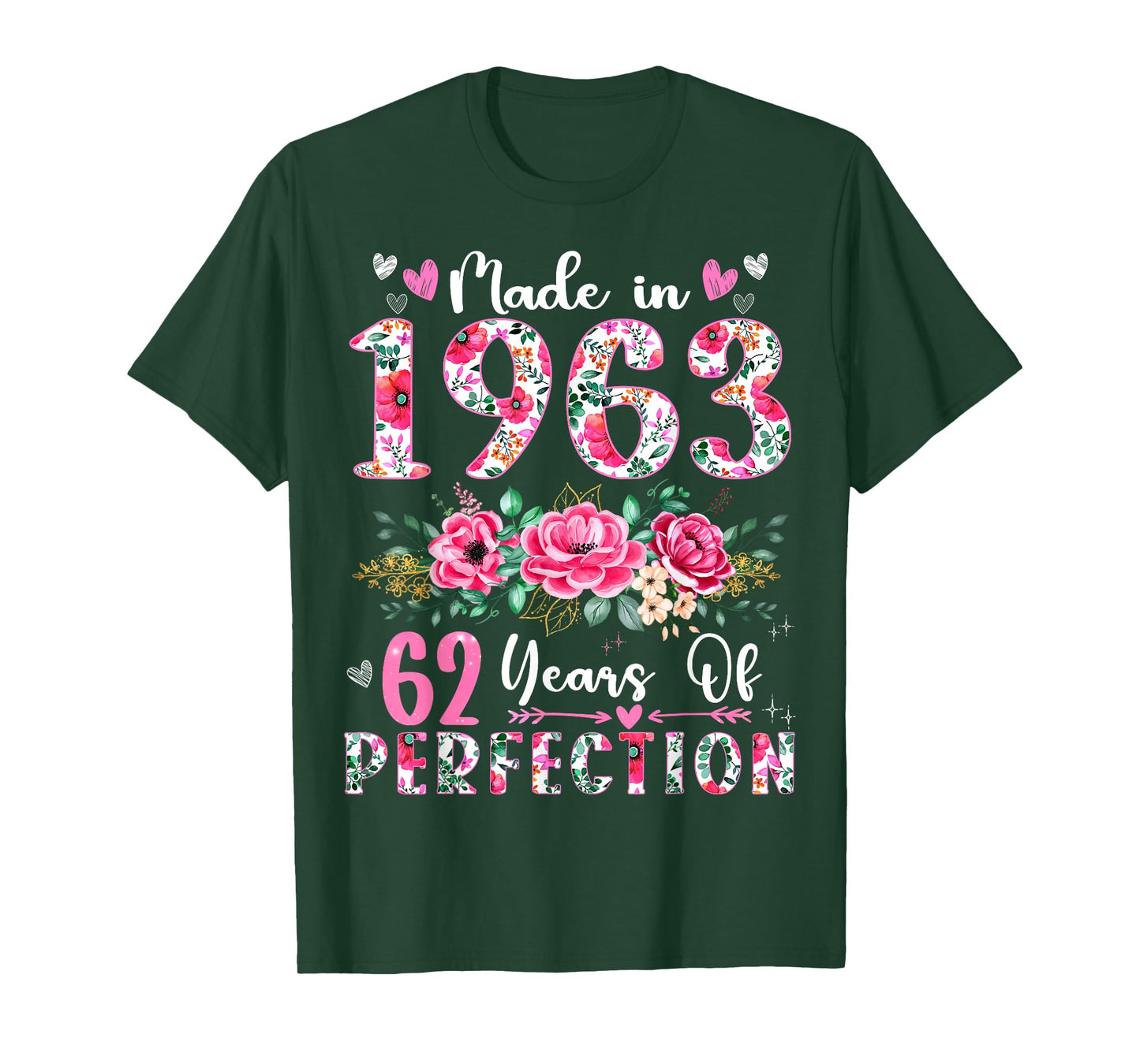 62 Year Old Made In 1963 Floral 62th Birthday Women T-Shirt