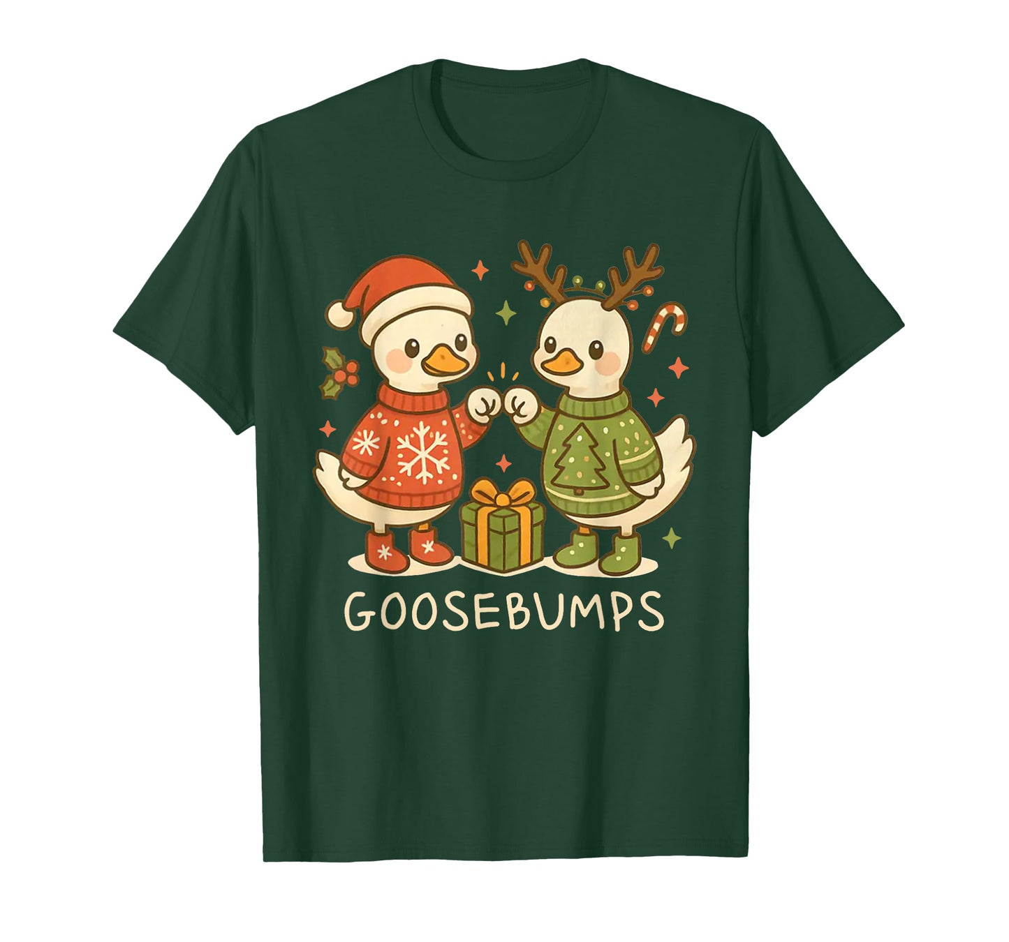 Goose Bumps Christmas Goose Santa Xmas Goose Fist Bump T-Shirt