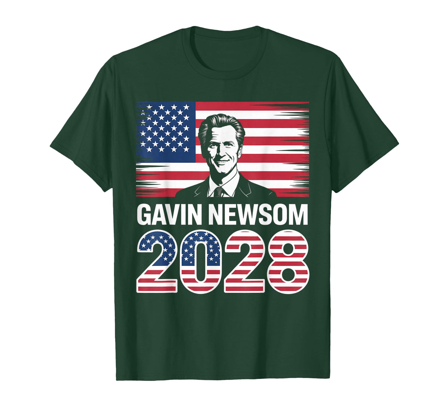 Gavin Newsom 2028 for President 48 American Flag Patriotic T-Shirt