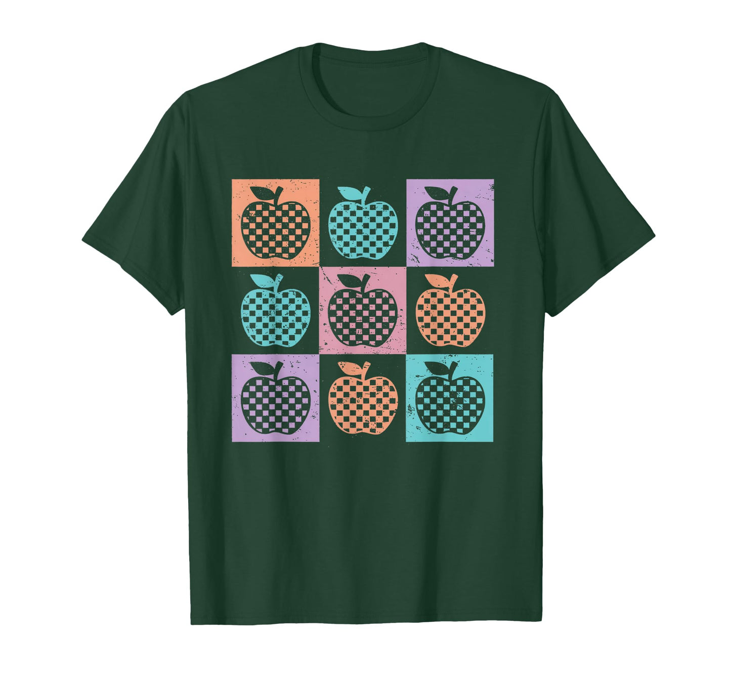Retro Checkered Summer School Teacher Apple Teacher Apple T-Shirt