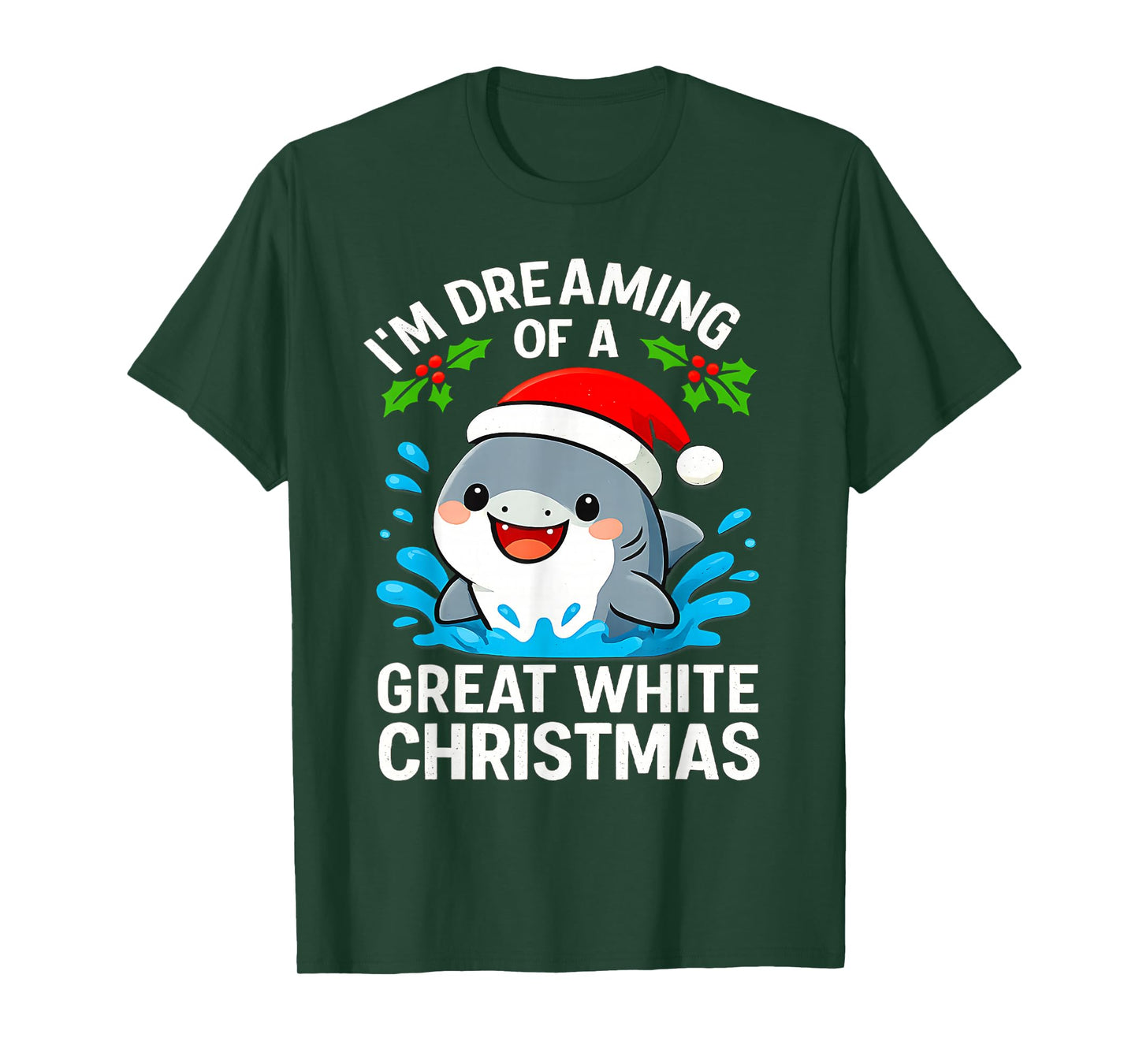 Great White Christmas Shark Funny Santa Holiday Pun Humor T-Shirt