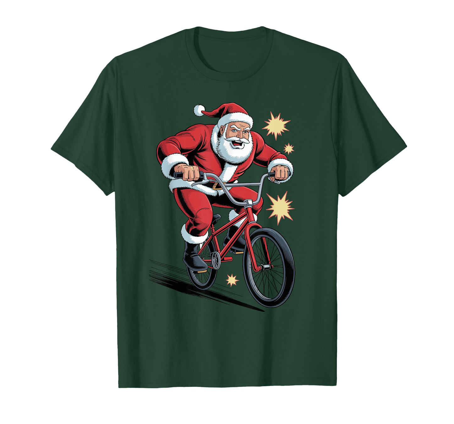 Santa Riding BMX Funny Sport Lovers Christmas Holiday Xmas T-Shirt