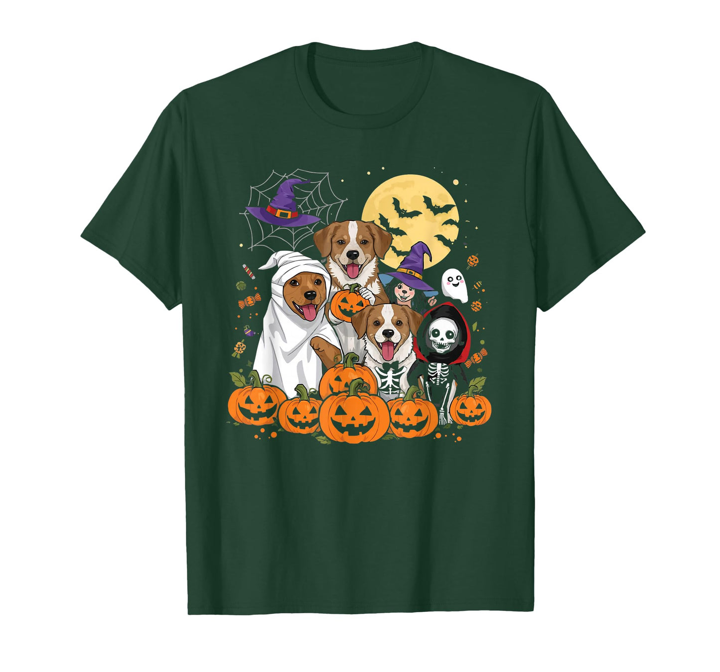 Cute Mummy Witch Ghost Halloween Dog Costume Men Women Kids T-Shirt