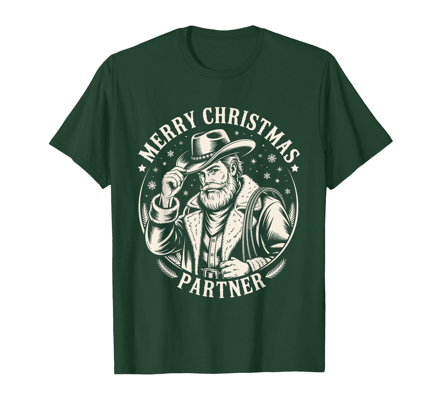 Cowboy Santa Claus Merry Christmas Partner Country Western T-Shirt