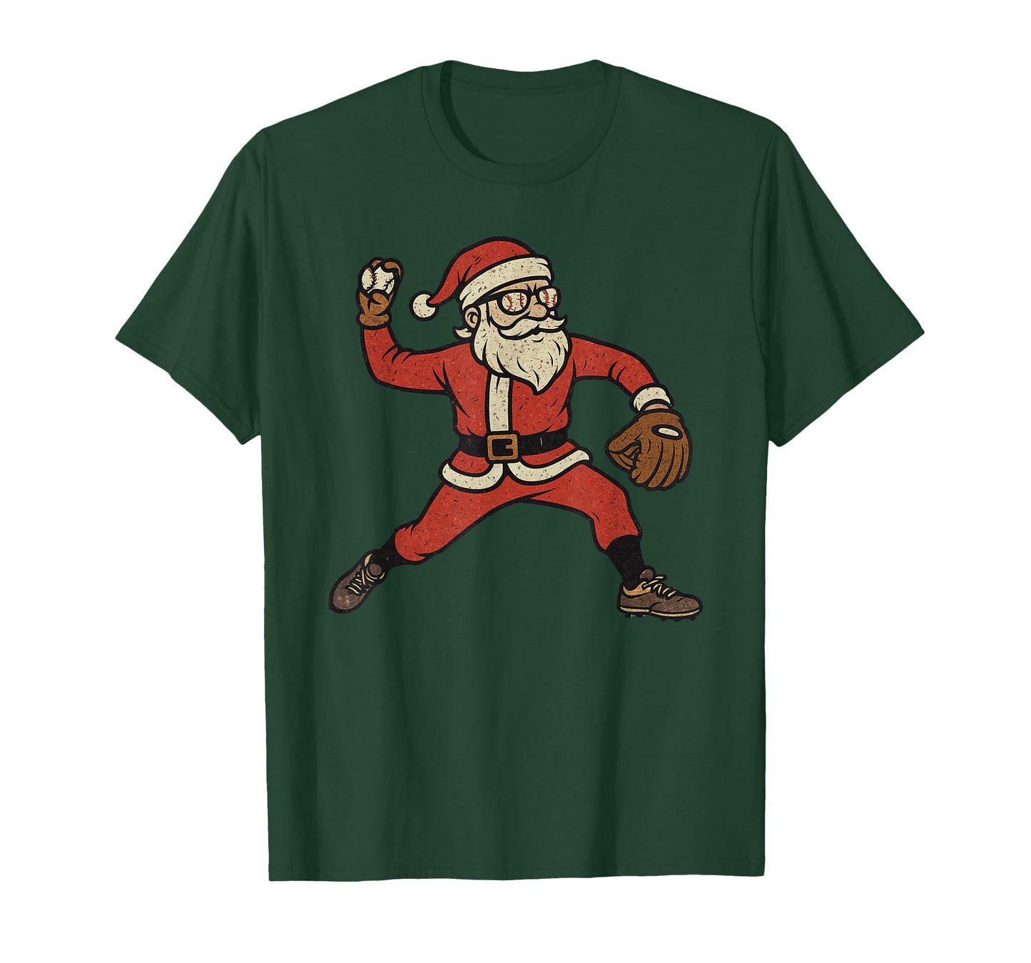 Santa Claus Playing Baseball Xmas Holiday Funny Christmas T-Shirt