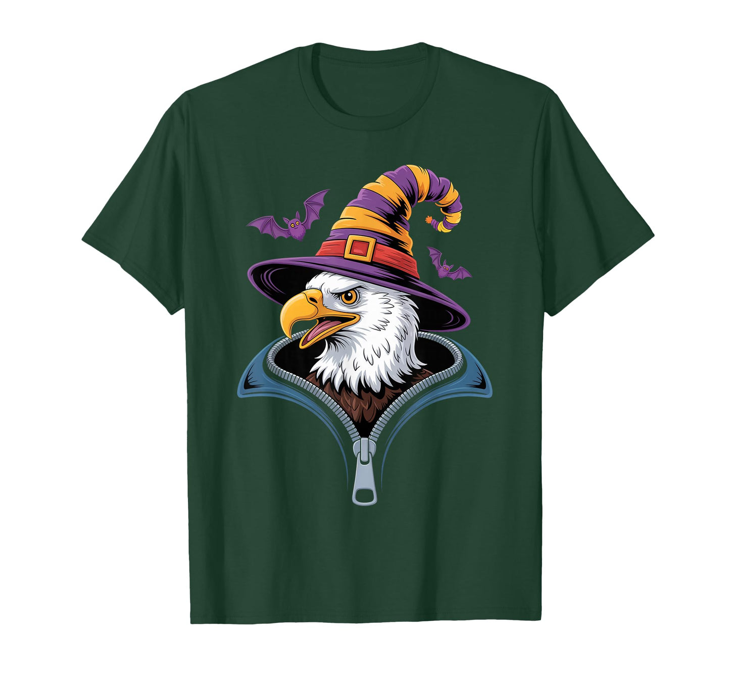 Funny Bald Eagle Peeking Out Zipper Halloween Costume T-Shirt