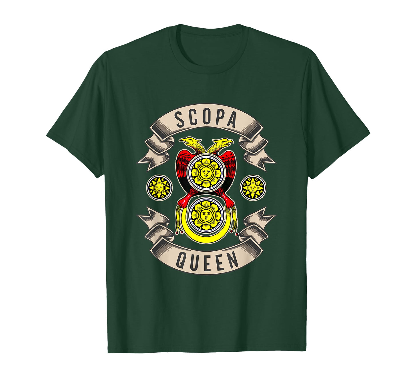 Scopa Queen Italian Card Game Girls Vintage Sun Women T-Shirt