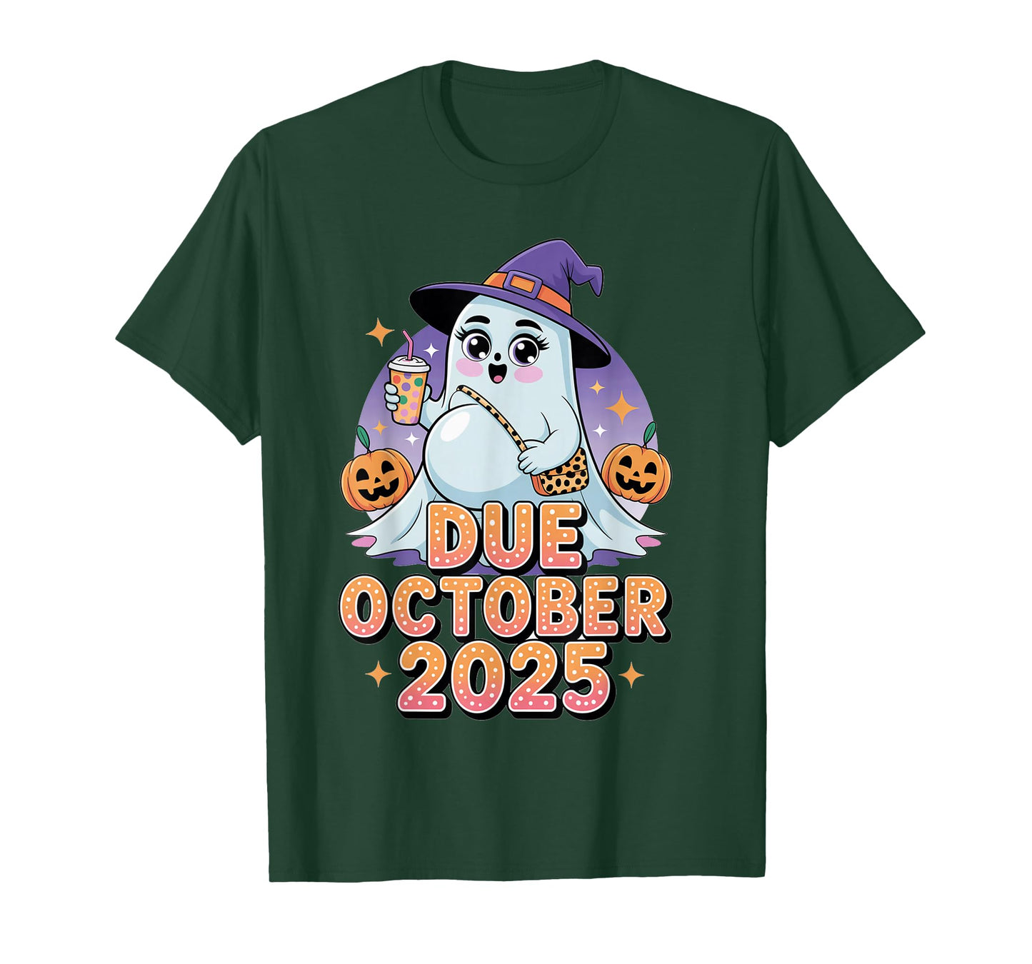 Halloween Pregnant Due October 2025 Mama Ghost Baby Mom T-Shirt