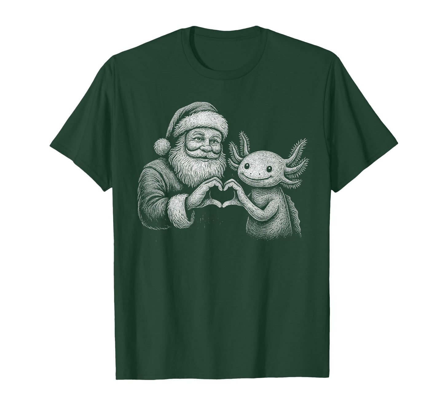 Axolotl Santa Claus Heart Shape Christmas Pet Lover T-Shirt