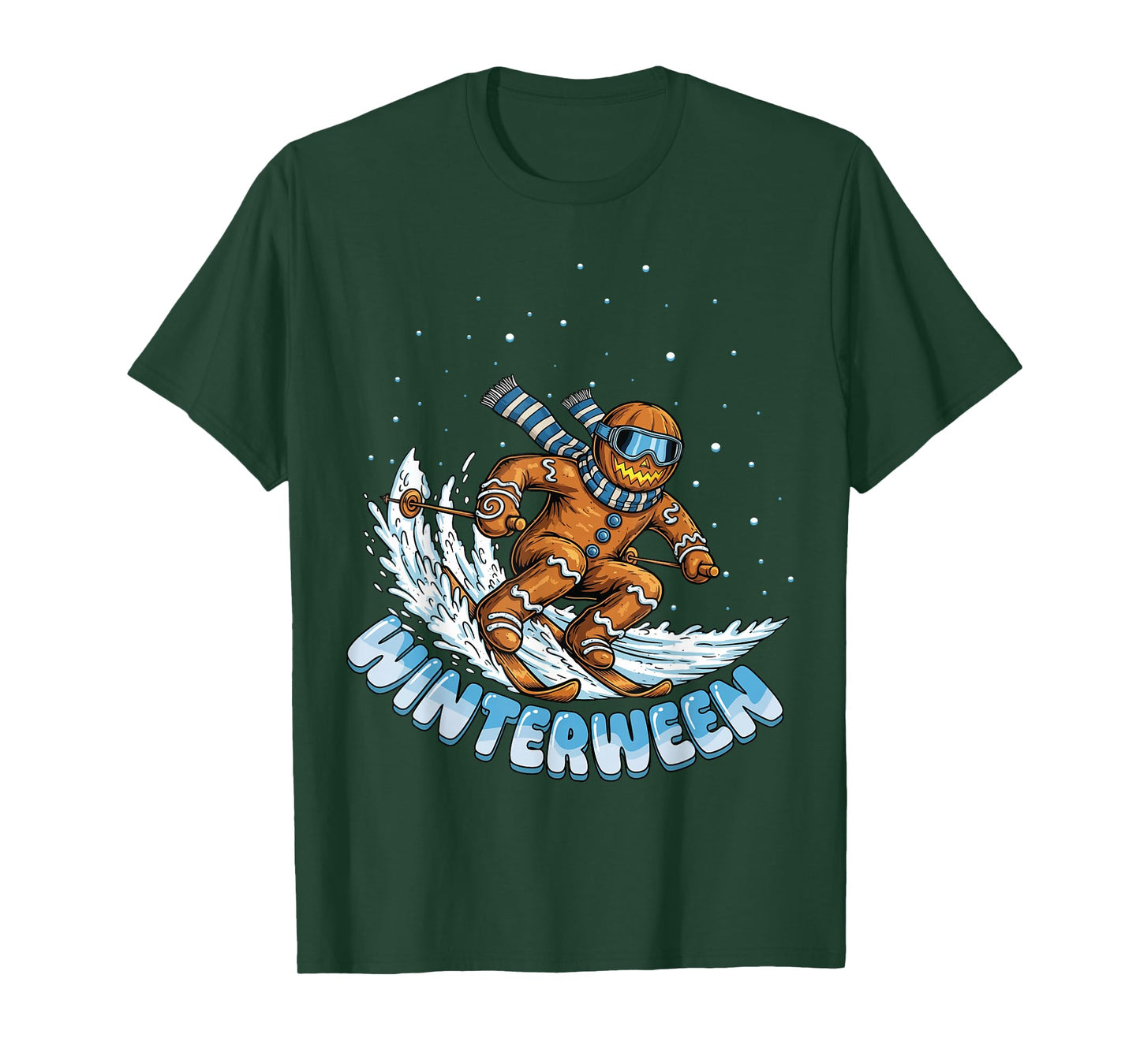 Winterween Winter Halloween Skeleton Pumpkin Skiing Skii T-Shirt