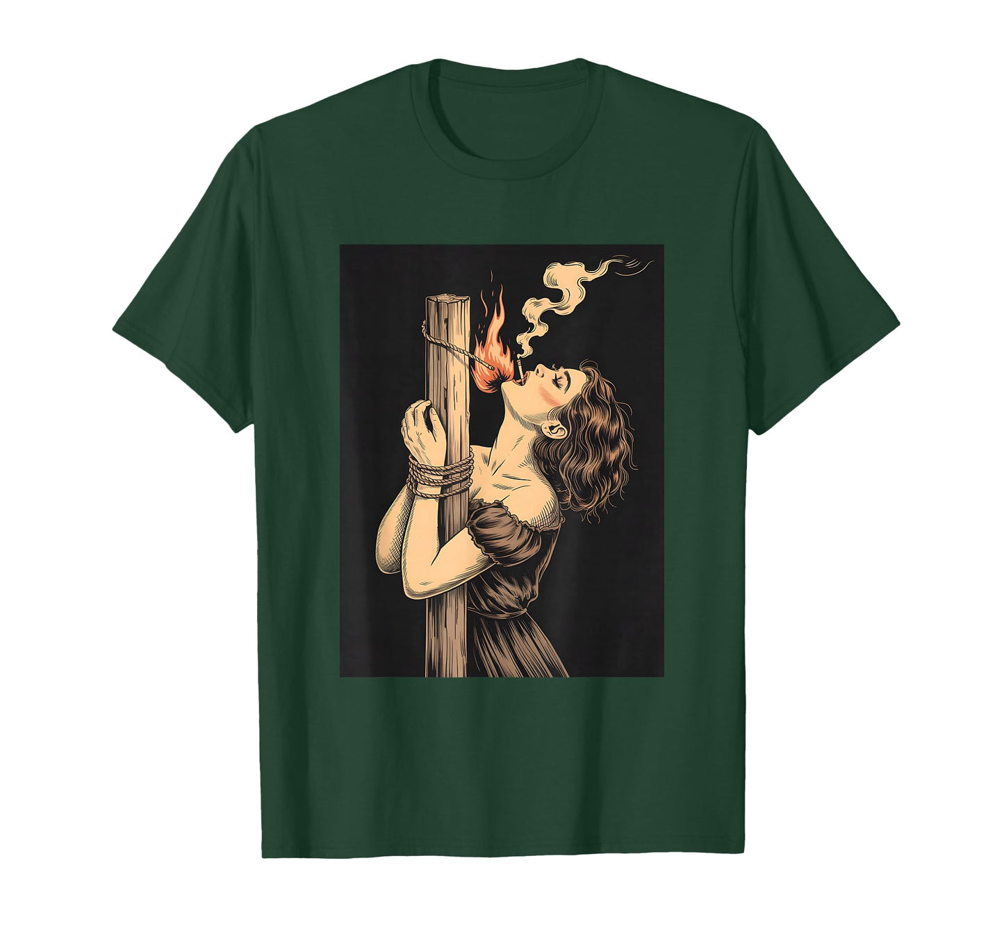 Satan Devil Hell Witch with Flames Cigarette Occult for Men T-Shirt