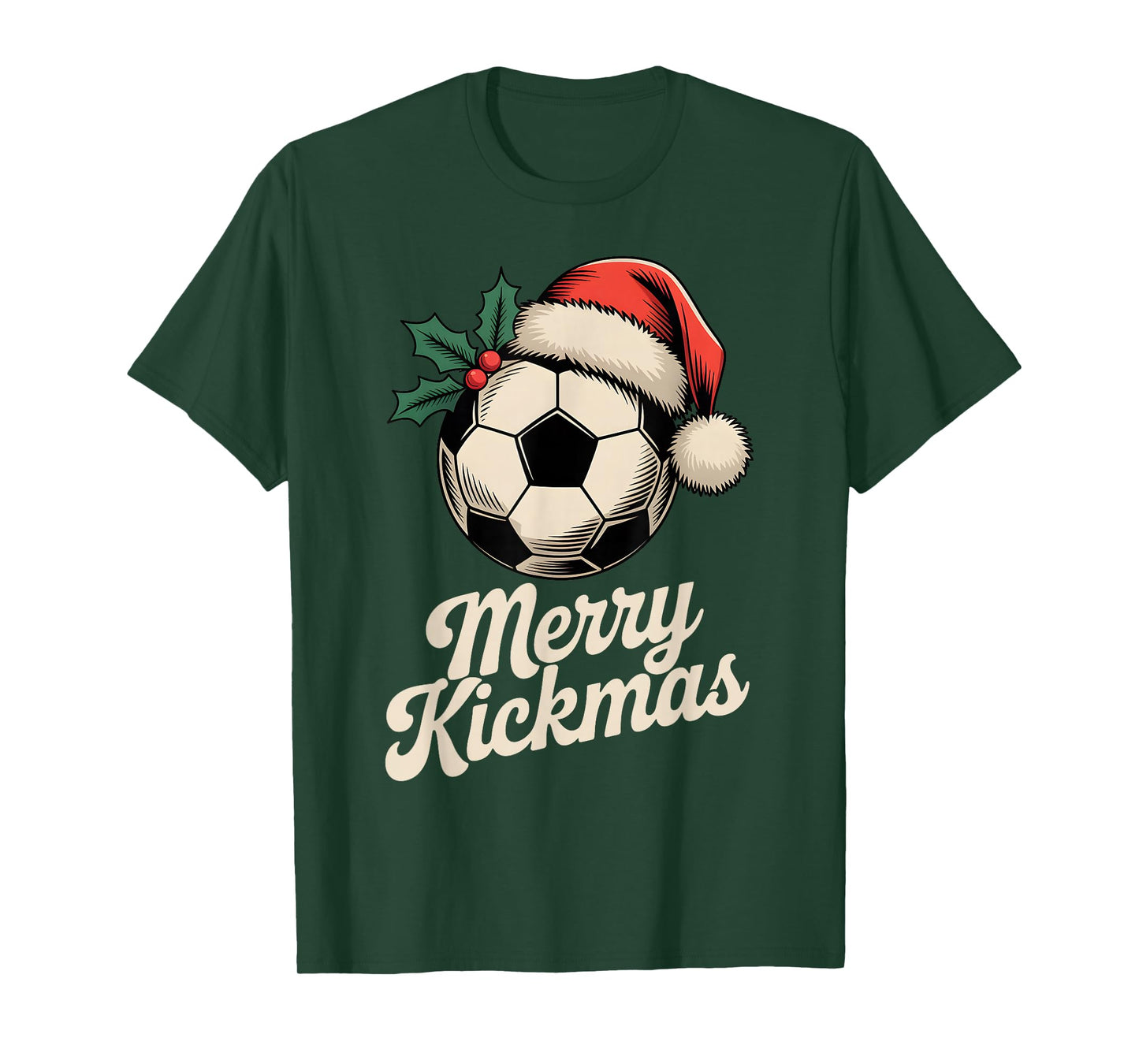 Merry Kickmas Christmas Funny Santa Soccer Ball Graphic T-Shirt