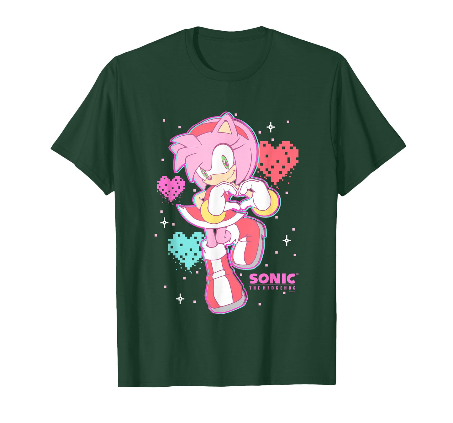 Sonic The Hedgehog Valentine's Day Cute Amy Rose Retro Logo T-Shirt