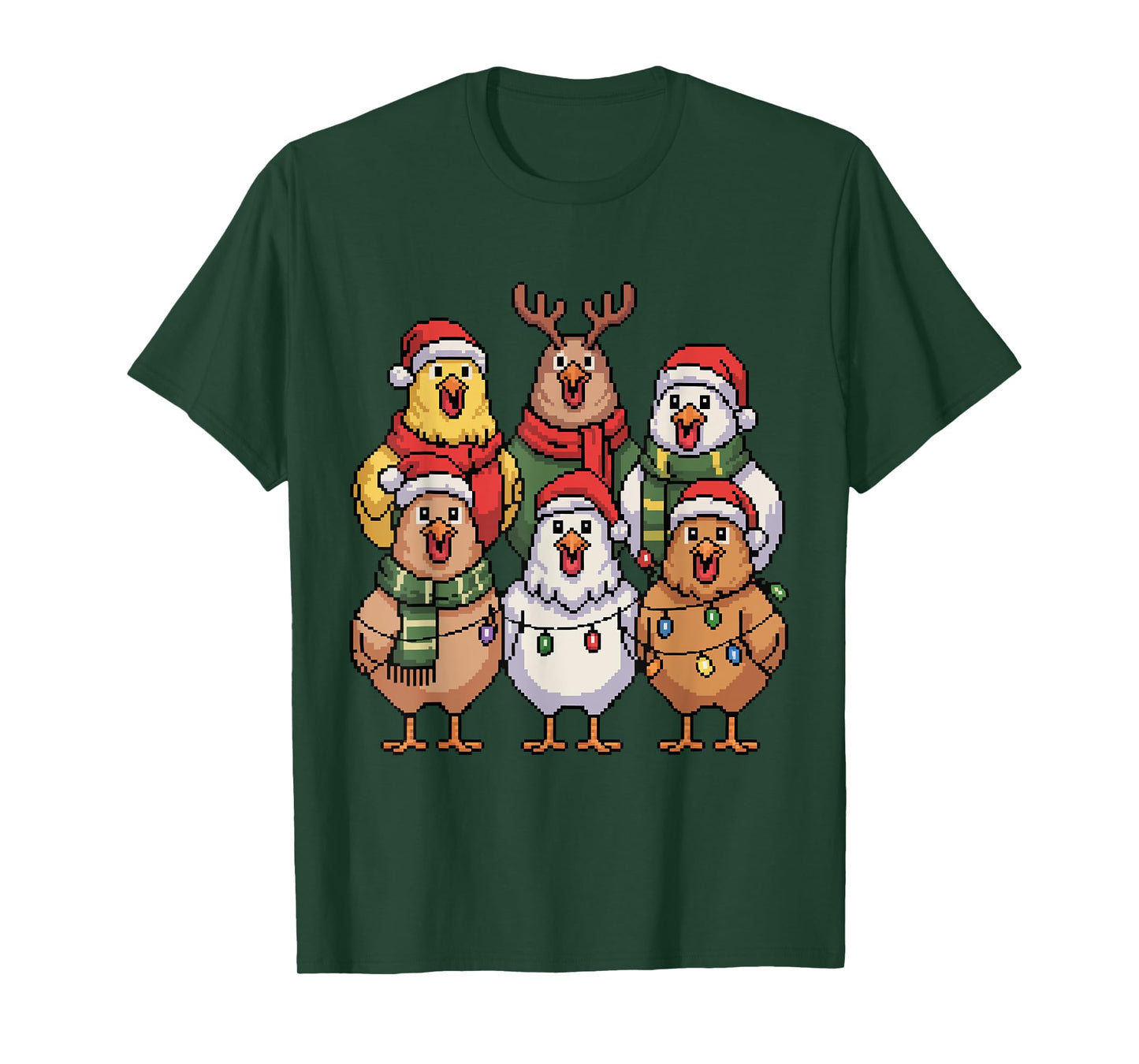 Christmas Lights Chicken Santa Funny Xmas Tree for Men Women T-Shirt