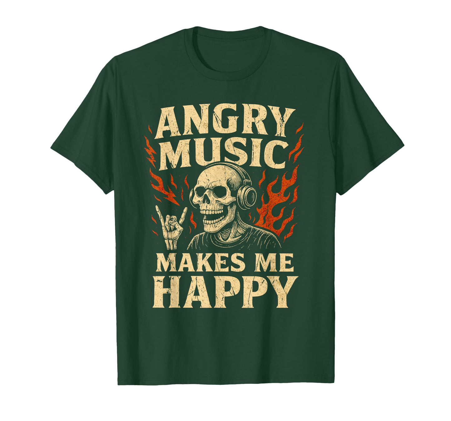 Angry Music Makes Me Happy Vintage Rock Band T-Shirt